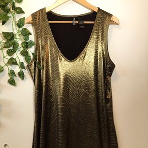 Metallic gold mini dress by Bisou Bisou, L